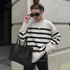 Oversized knit striped sweater