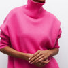 Jersey básico cuello cisne mujer rosa