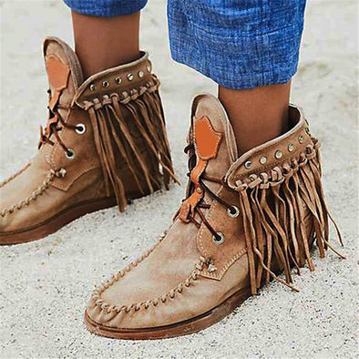 Boho Style Cowboy Boots with Fringes 