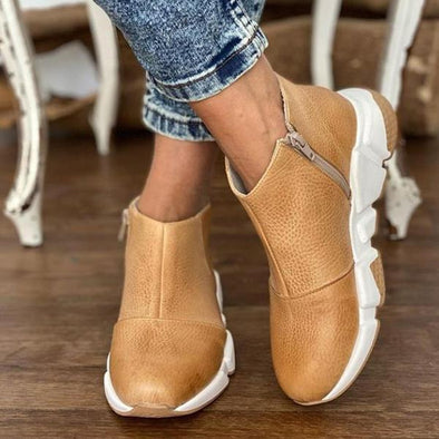 Zapatillas Botín con plataforma para Mujer Beige