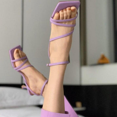 Women's Lavender Low Heel Strappy Sandal