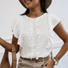 Florydays Camisetas S2 03 Blanco / S Blusa Elegante De Cuello Redondo