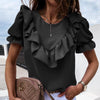 Florydays Camisetas S2 04 Negro / S Blusa Elegante De Cuello Redondo