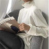 Florydays Jerseys/Sudaderas S2 Blanco / Talla Única Jersey de Punto de Otoño para Mujer de Cuello Alto Informal