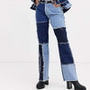 Florydays PANTALONES S2 Azul / XS Jeans para Mujer de Pierna Recta con Bloques de Color