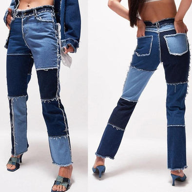 Florydays PANTALONES S2 Jeans para Mujer de Pierna Recta con Bloques de Color
