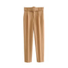 Florydays PANTALONES S2 Khaki / XS / España Pantalones Tobilleros para Mujer Cintura Alta con Cinturón