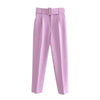 Florydays PANTALONES S2 Púrpura / XS / España Pantalones Tobilleros para Mujer Cintura Alta con Cinturón